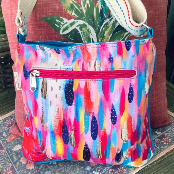 FLORAL MULTI COLOR SUMMER HANDBAG - CROSSBODY/SHOULDER BAG NWT “Art-to-Wear - Picture 5 of 15